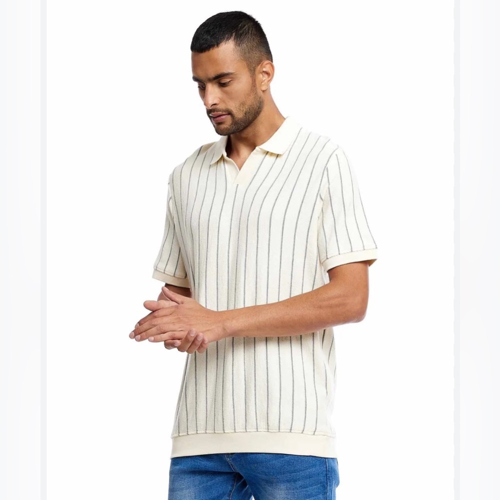 Zara Striped Sweater Polo Size L